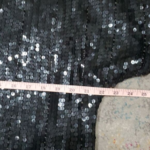 Vintage Sequin & Embroidered Silk Top with Dolman Sleeves by Justine Todd Size M - Picture 12 of 13